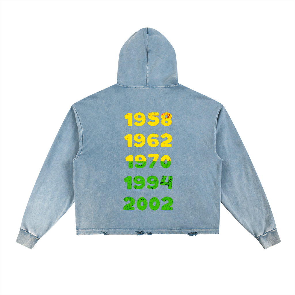 Brazil Vintage Washed Frayed-Hem Hoodie