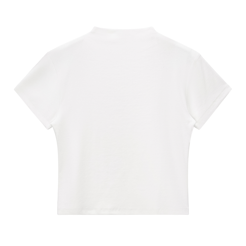 Pink Flower Essential Slim Fit Mock Neck T-Shirt