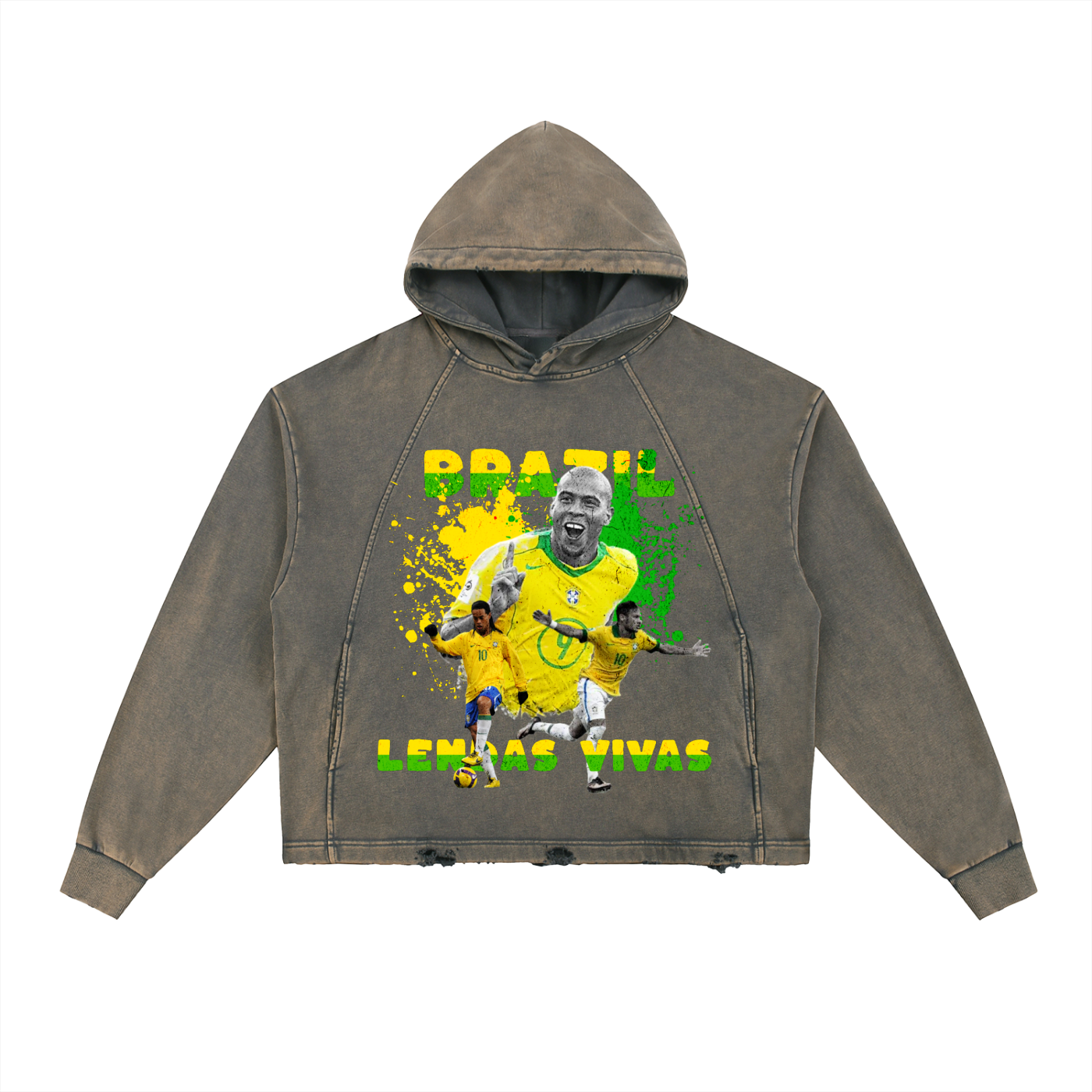 Brazil Vintage Washed Frayed-Hem Hoodie