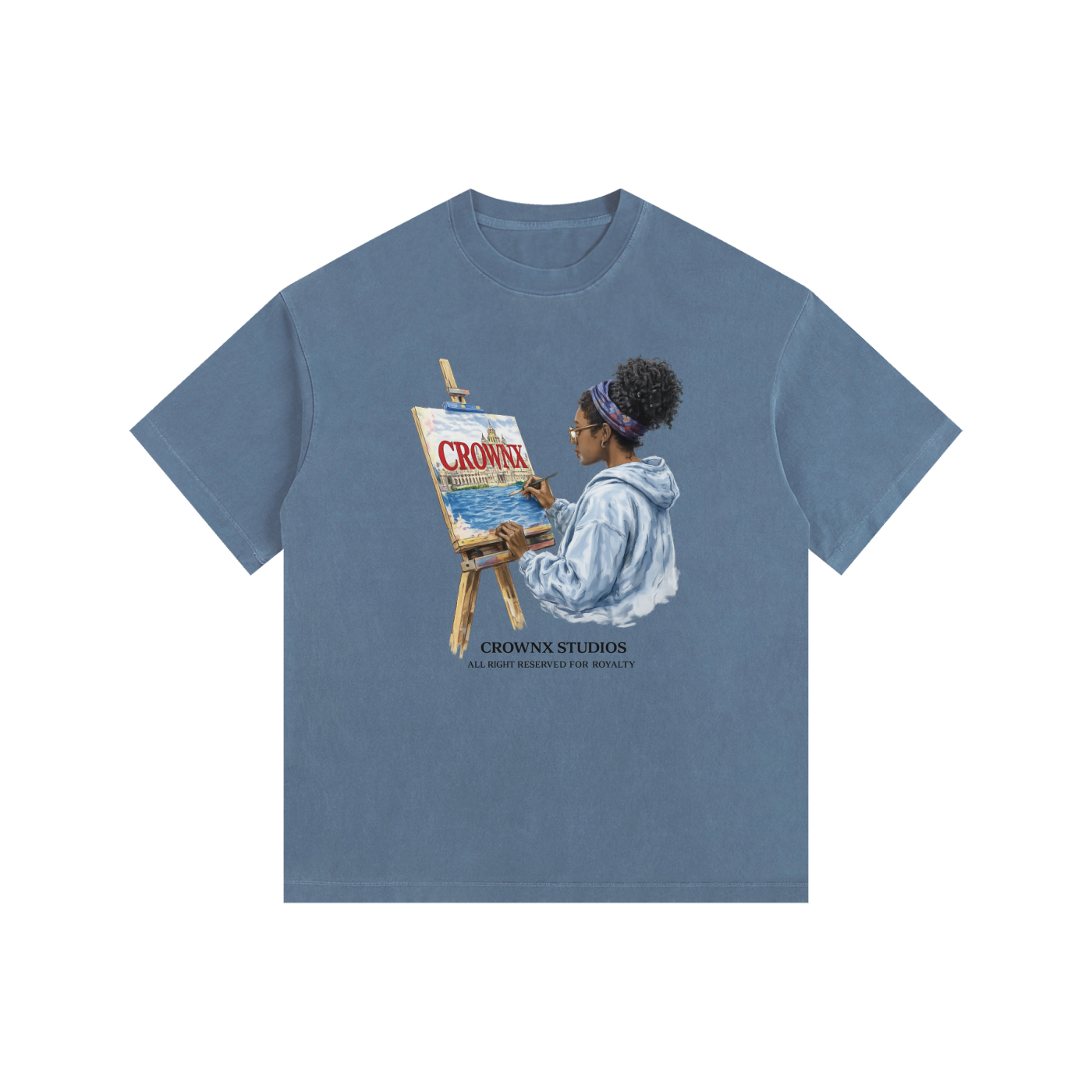 Crownx Art Vintage Washed Oversized T-Shirt