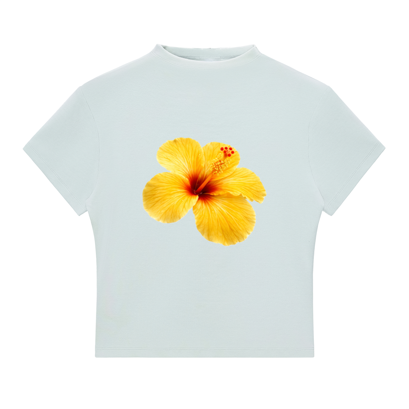 Yellow Flower Slim Fit Neck T-Shirt