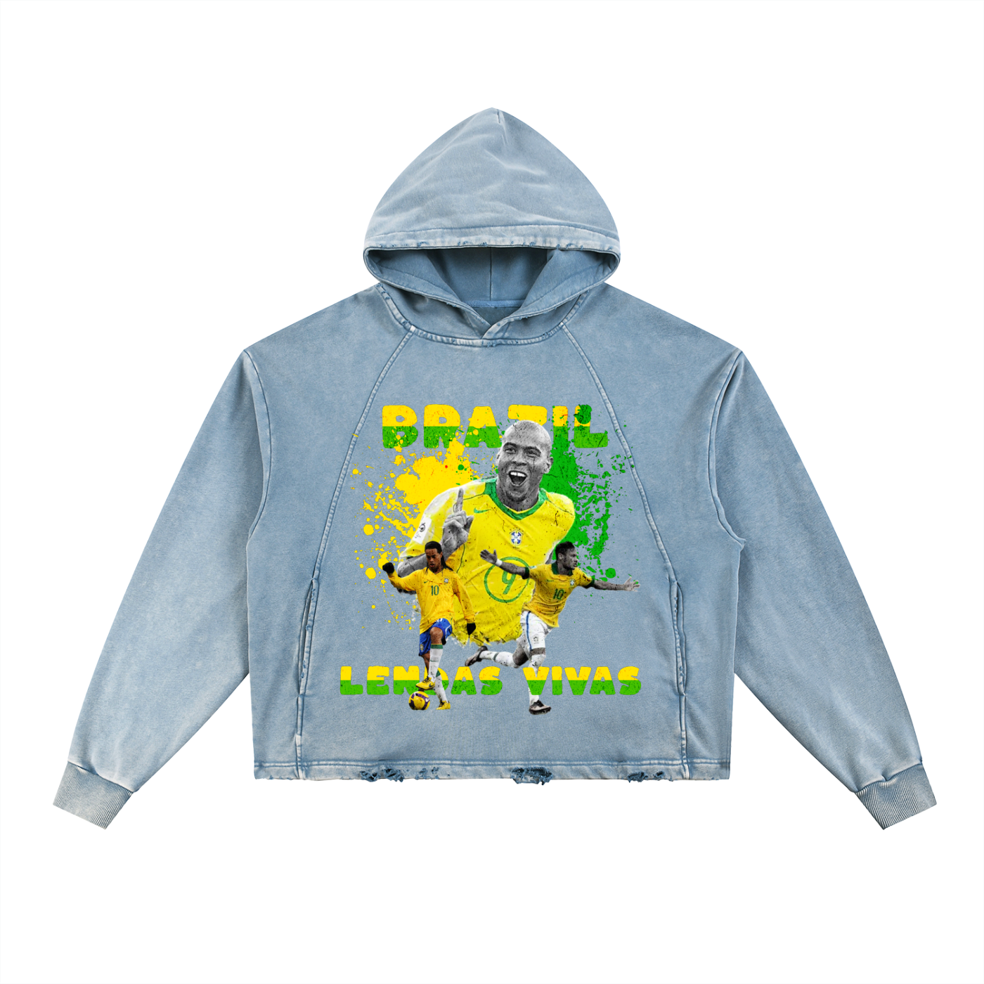 Brazil Vintage Washed Frayed-Hem Hoodie