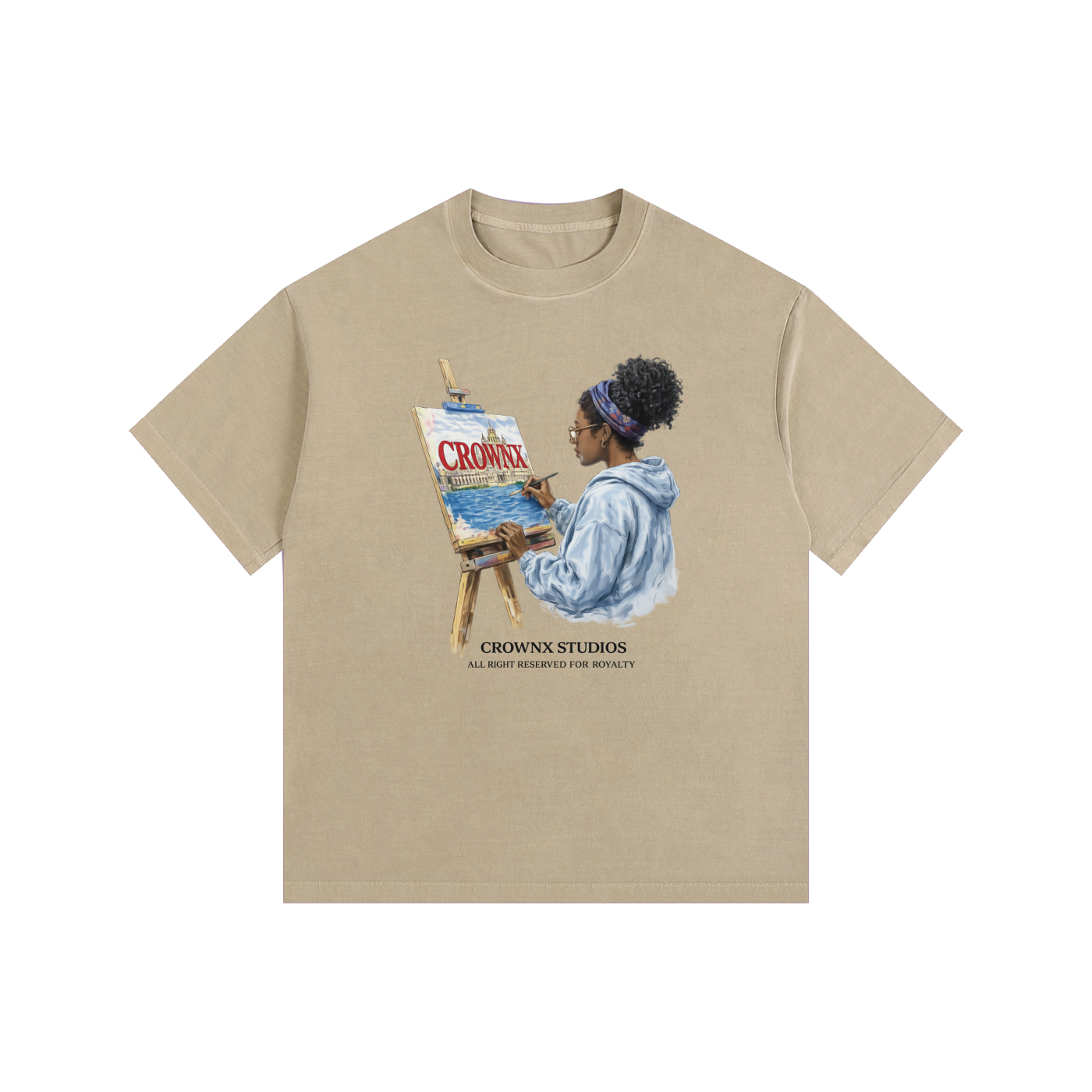 Crownx Art Vintage Washed Oversized T-Shirt