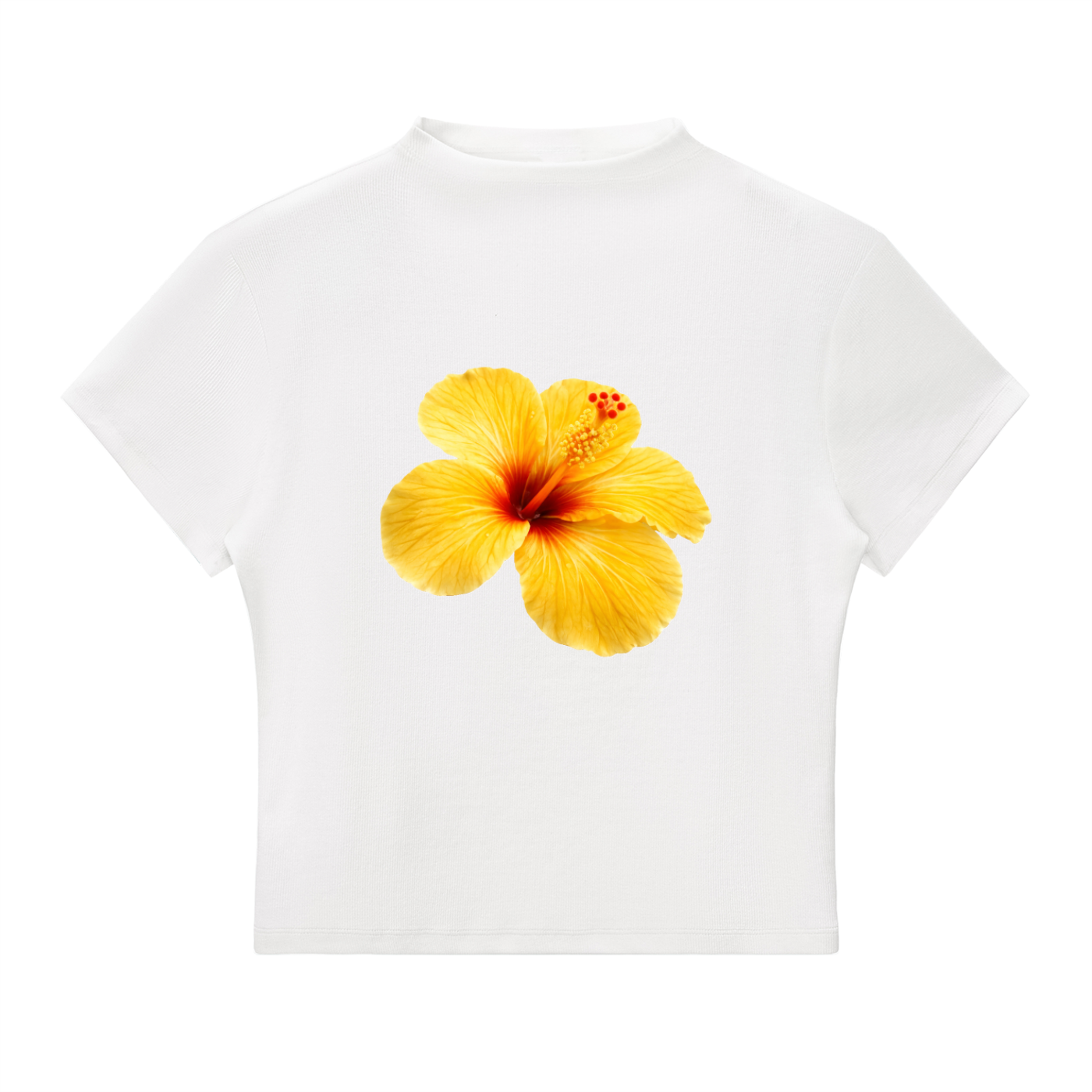 Yellow Flower Slim Fit Neck T-Shirt