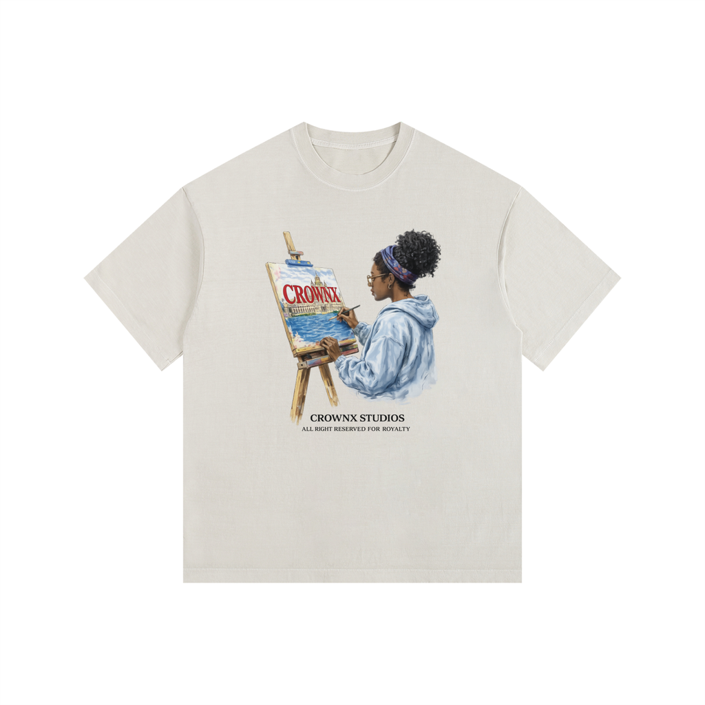 Crownx Art Vintage Washed Oversized T-Shirt