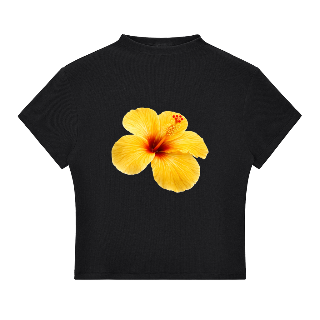 Yellow Flower Slim Fit Neck T-Shirt