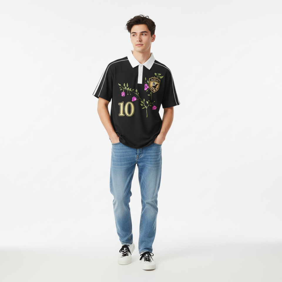 Japanese Contrast Collar Striped Soccer Jersey