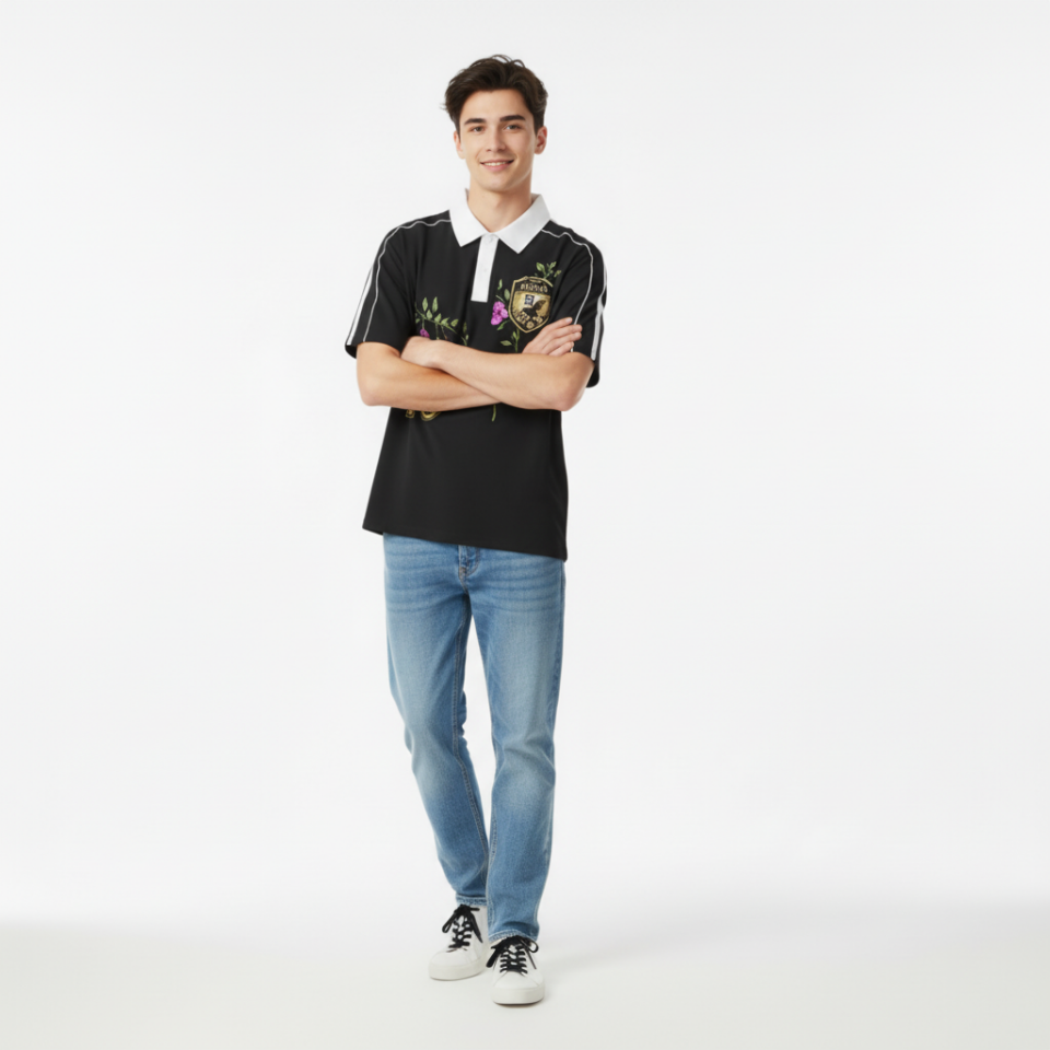 Japanese Contrast Collar Striped Soccer Jersey