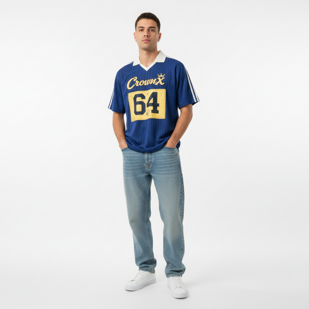 Contrast Collar Striped Soccer Jersey