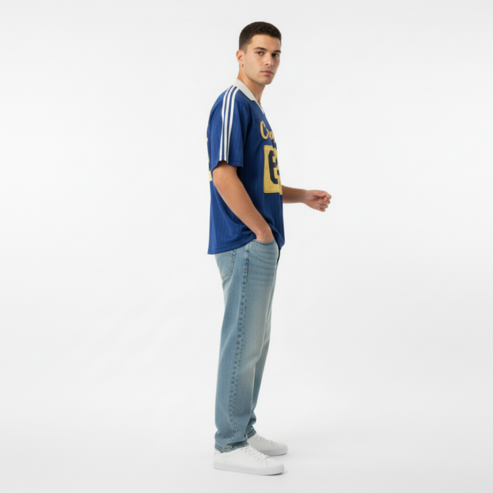 Contrast Collar Striped Soccer Jersey