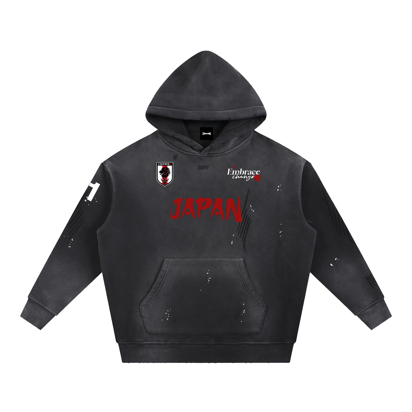 JP Vintage Washed Frayed Fleece Hoodie