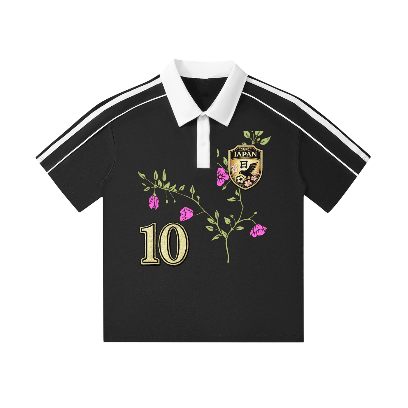 Japanese Contrast Collar Striped Soccer Jersey