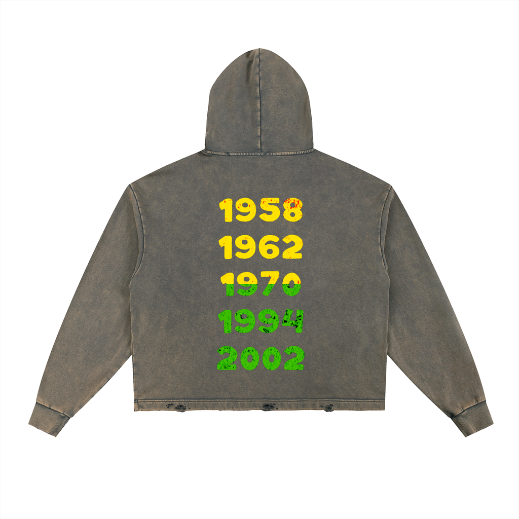 Brazil Vintage Washed Frayed-Hem Hoodie
