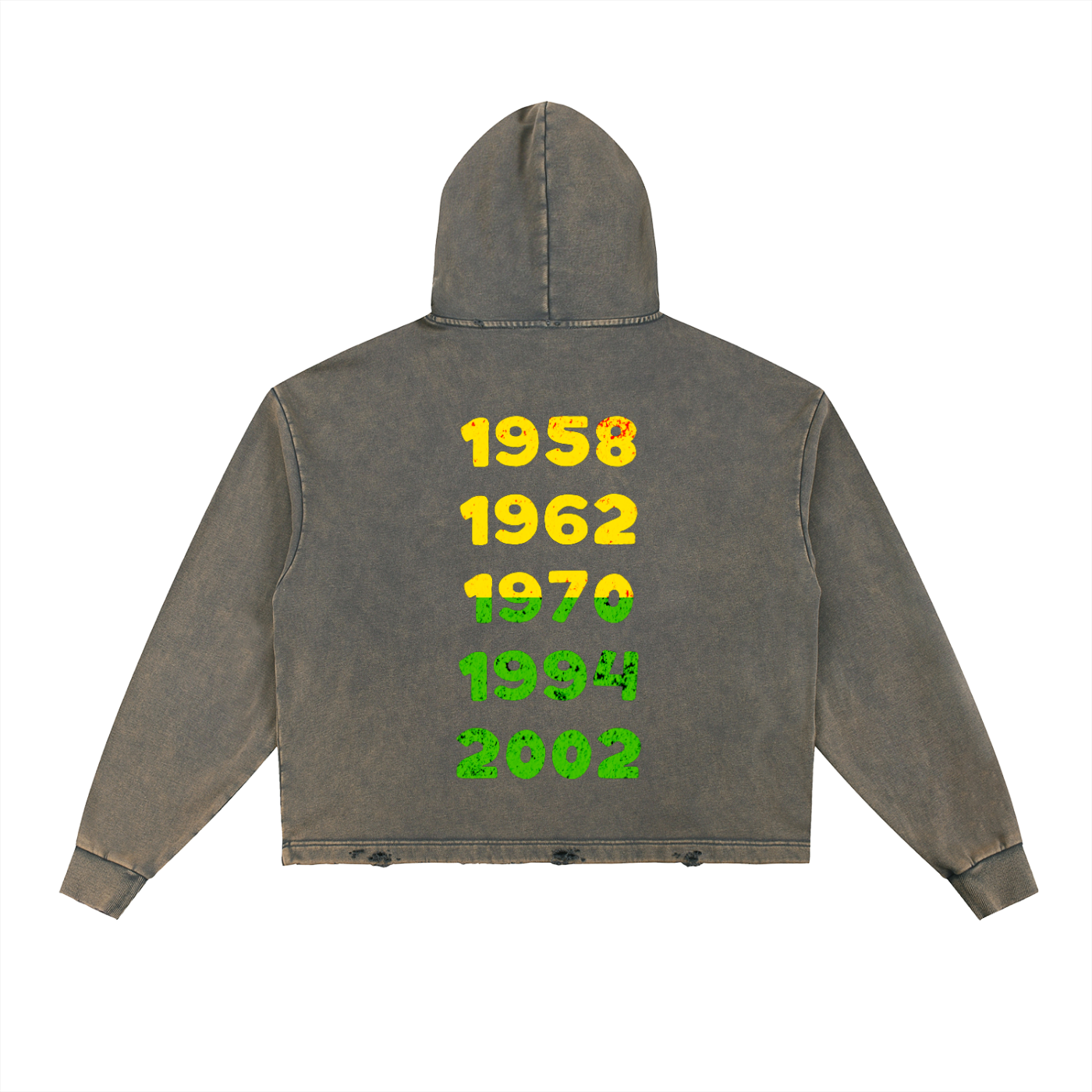 Brazil Vintage Washed Frayed-Hem Hoodie