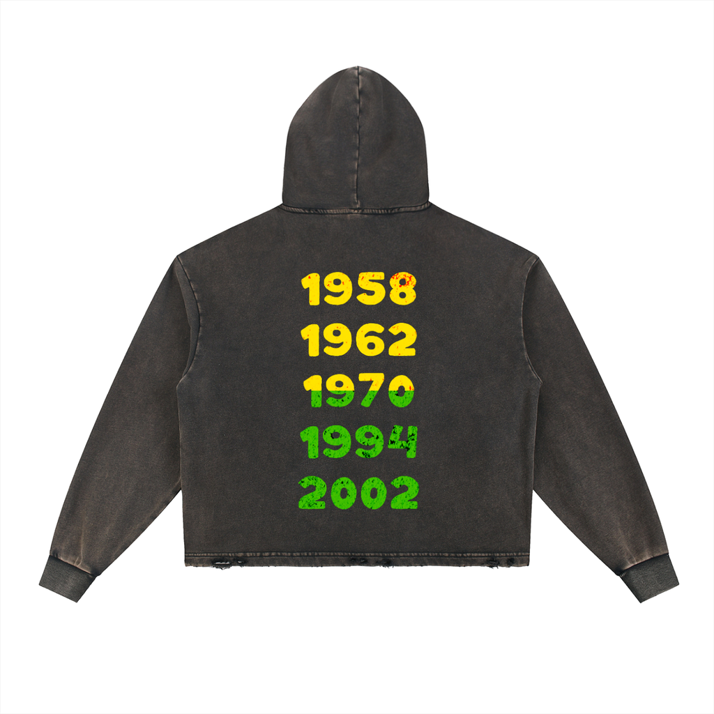 Brazil Vintage Washed Frayed-Hem Hoodie