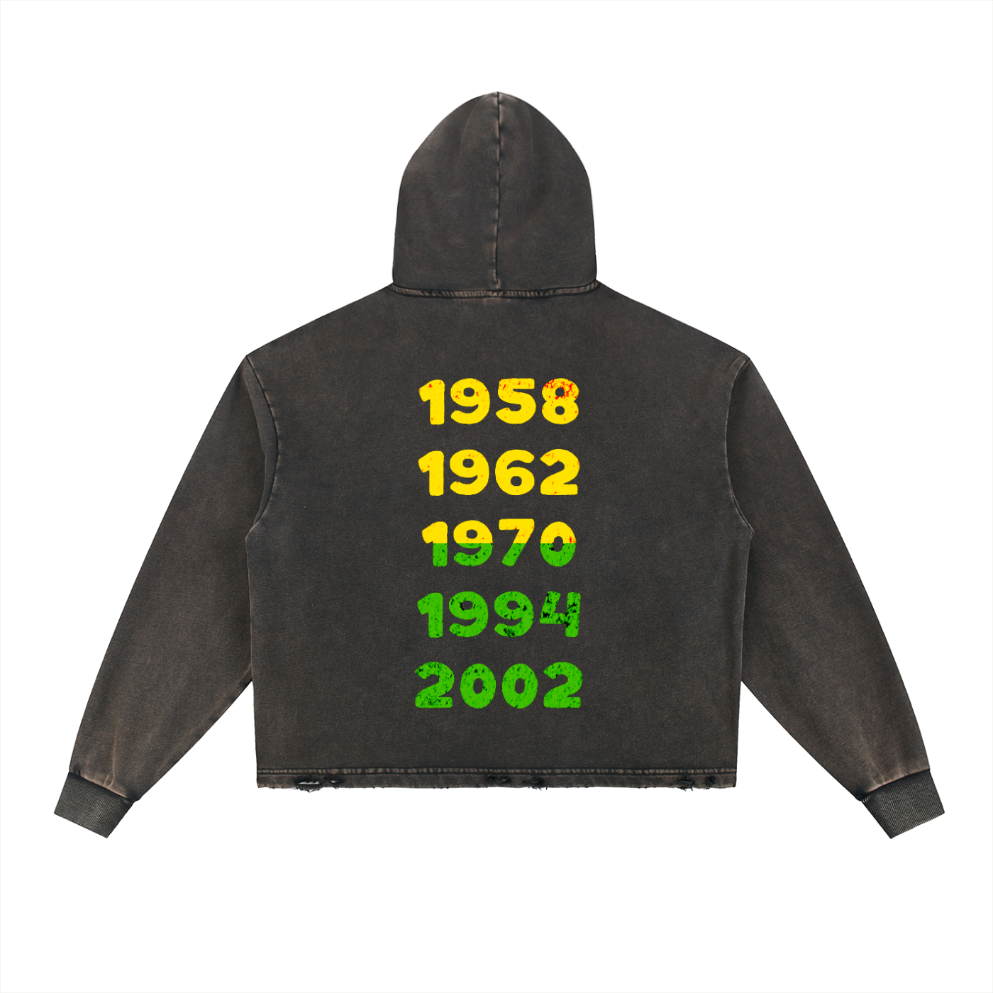 Brazil Vintage Washed Frayed-Hem Hoodie