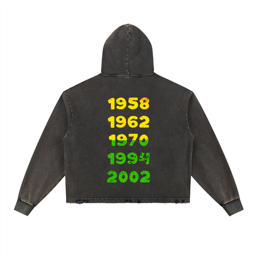 Brazil Vintage Washed Frayed-Hem Hoodie