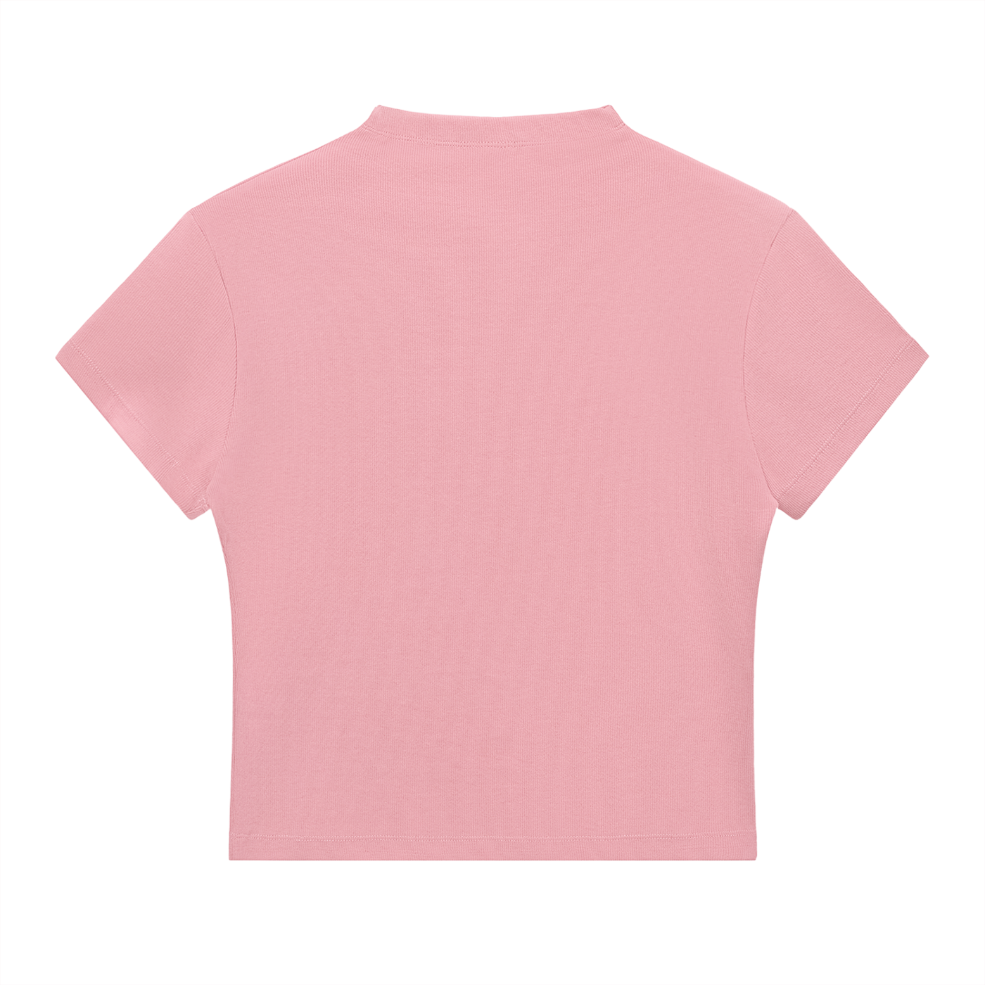 Pink Flower Essential Slim Fit Mock Neck T-Shirt