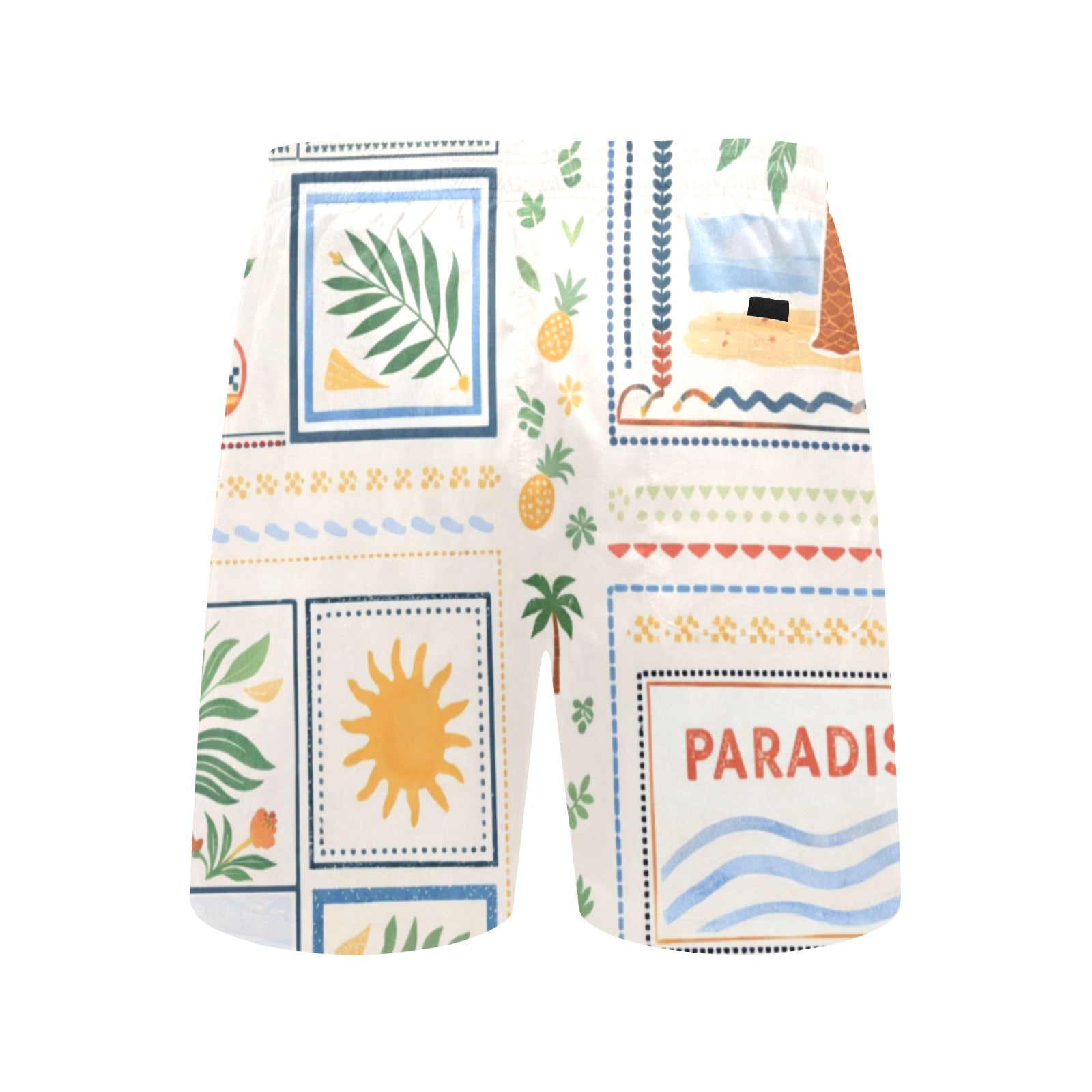 Paradise Palm Stamp Pattern Swim Shorts