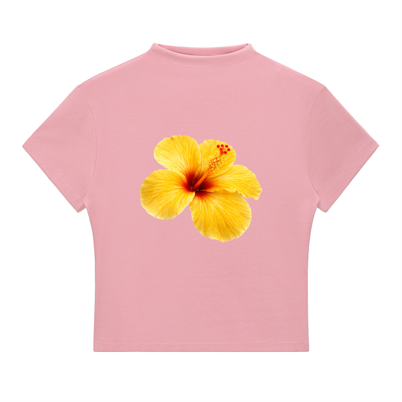 Yellow Flower Slim Fit Neck T-Shirt