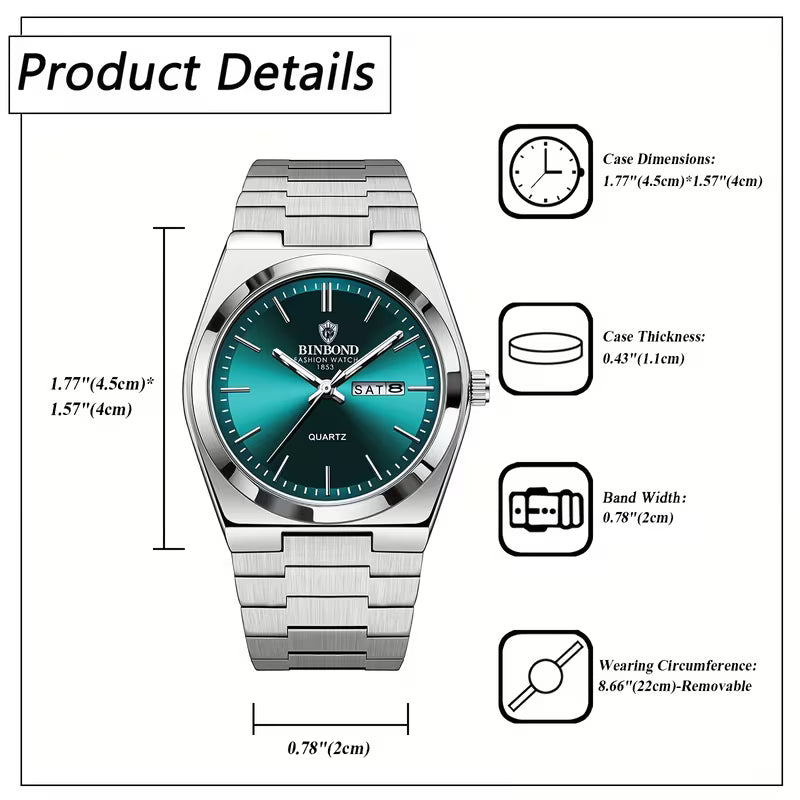 Binbond Quartz Watch – Stainless Steel Design