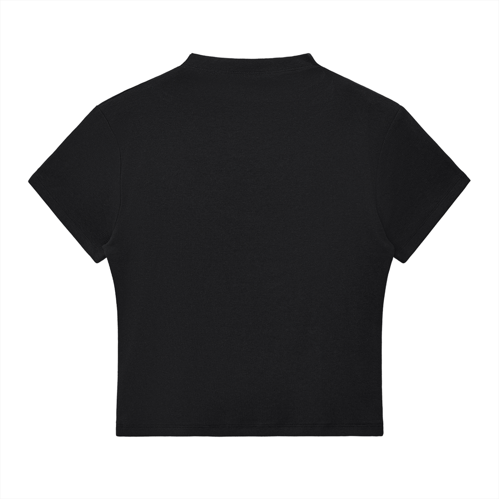 Pink Flower Essential Slim Fit Mock Neck T-Shirt